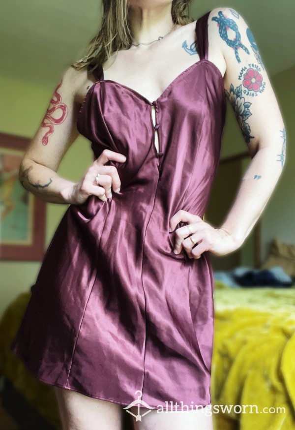 Gorgeous Burgundy Satin Nighty