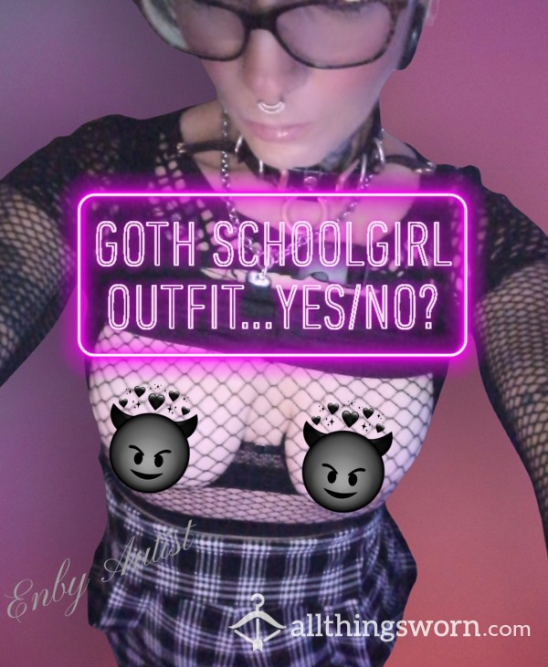 Goth Schoolgirl Outfit T*ts Out With A**