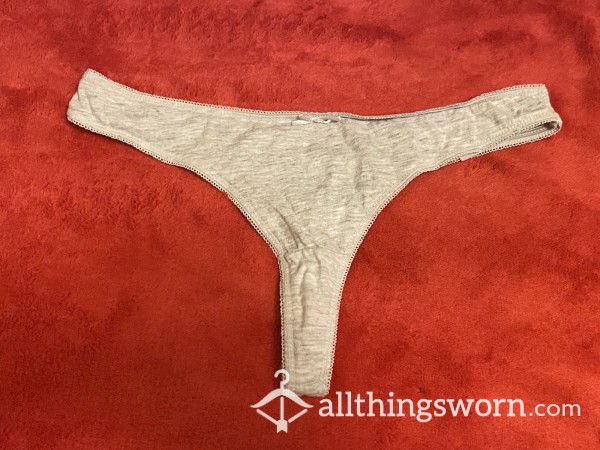 Gray Cotton Thong W/ Bow