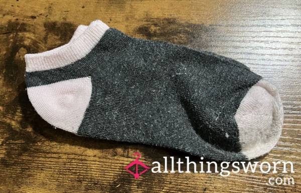 Gray & Pink Thin Ankle Socks - Includes US Shipping & 24 Hr Wear -