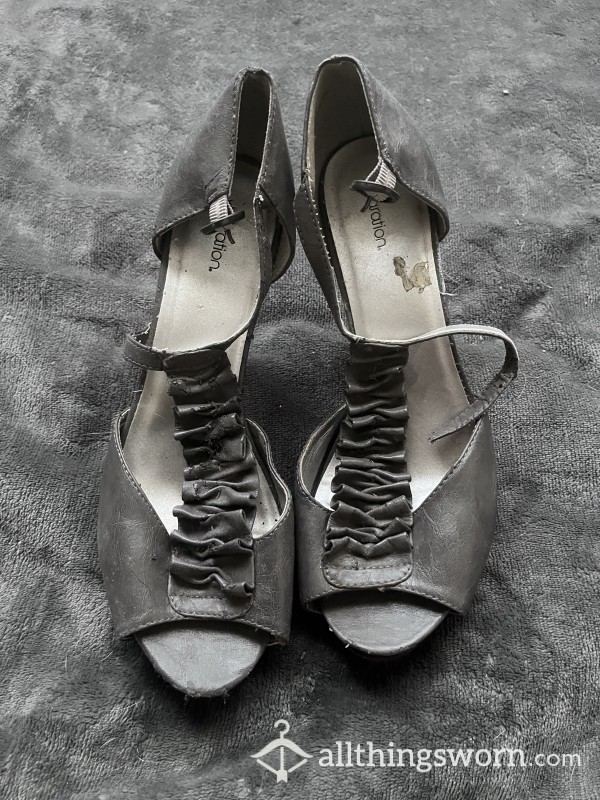 Gray Ribbon Heels