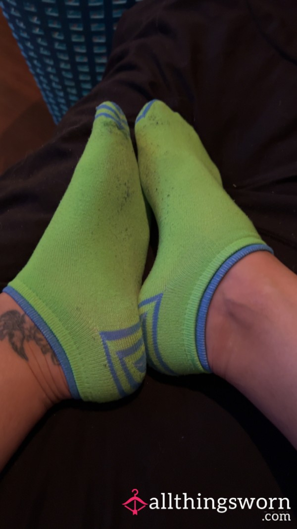 Green And Blue Ankle Socks