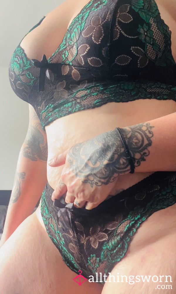 Green & Black Lace Set