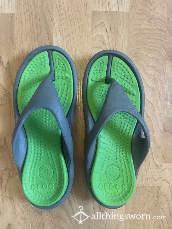 Green Croc Flops