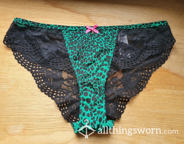 Green Patterned Brazilian Panties