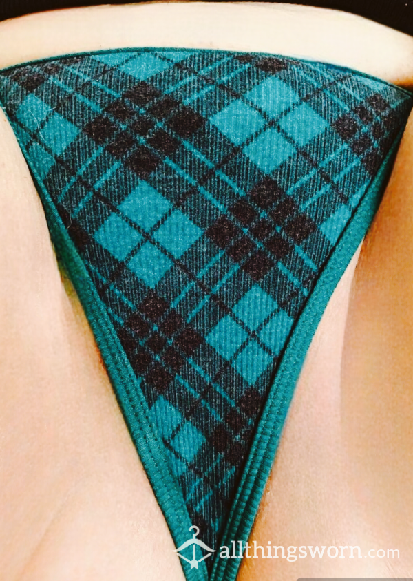 Green Plaid Thongs