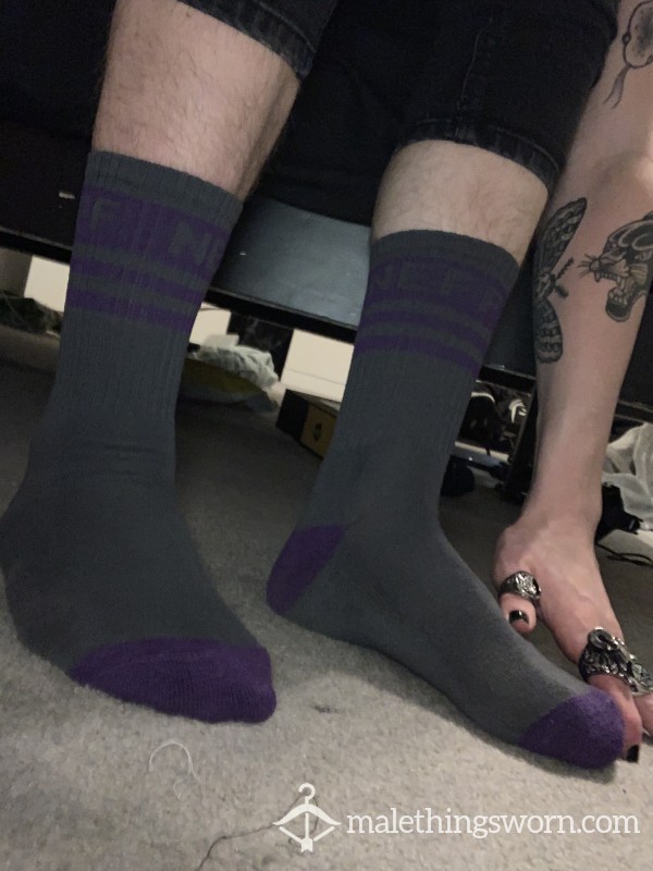 Grey And Purple Sk*ter Brand Neff Socks