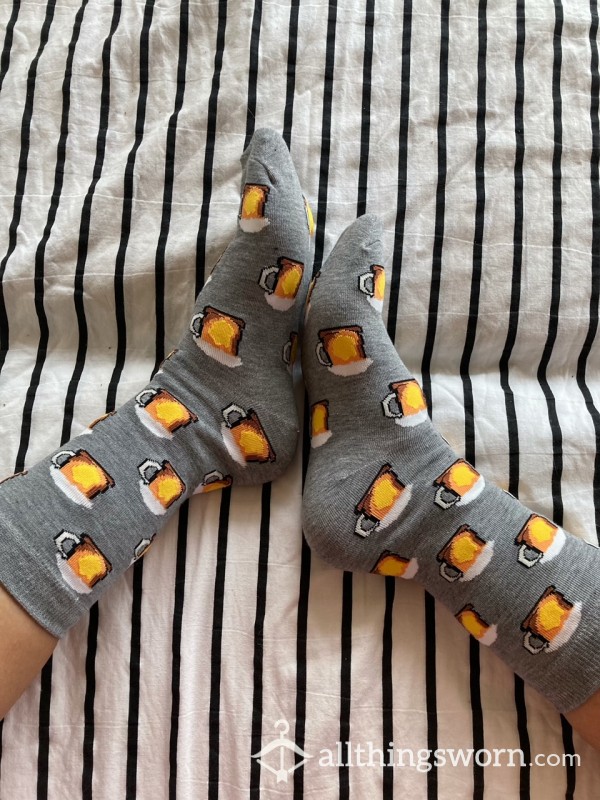 Grey Beer Crew Socks