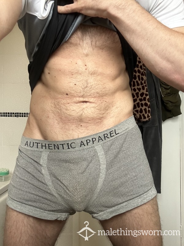 Grey Boxer Briefs… Very Well Worn…