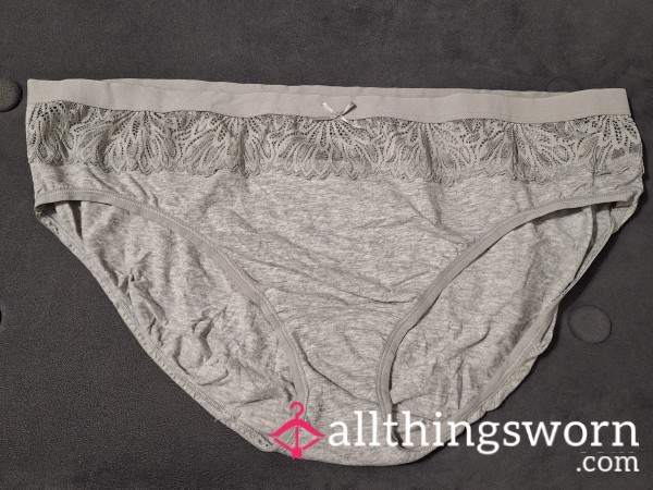 Grey Lace Top Cotton Panty 48hr Wear