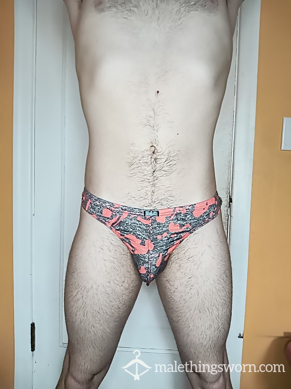 Grey Patterned Thongs, Mens US Medium, Musky And Sweaty And Customizable