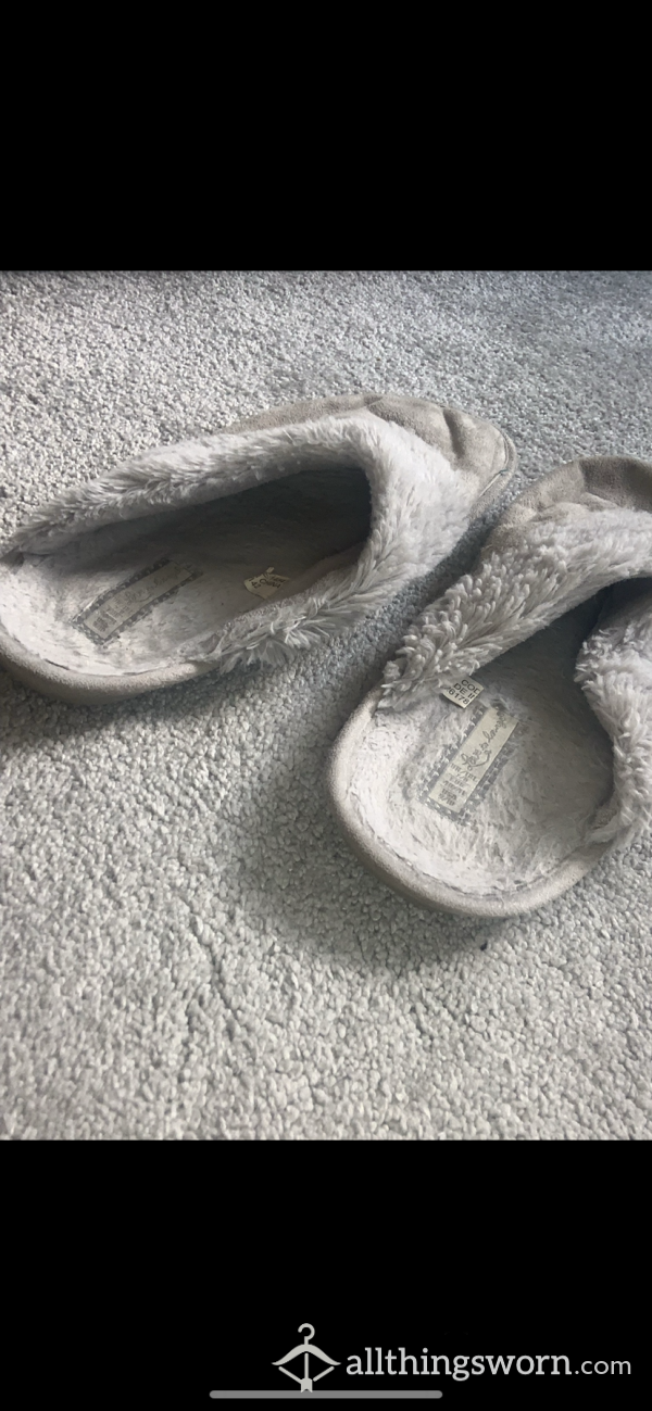 Grey Slider Slippers Worn All Through Lockdown