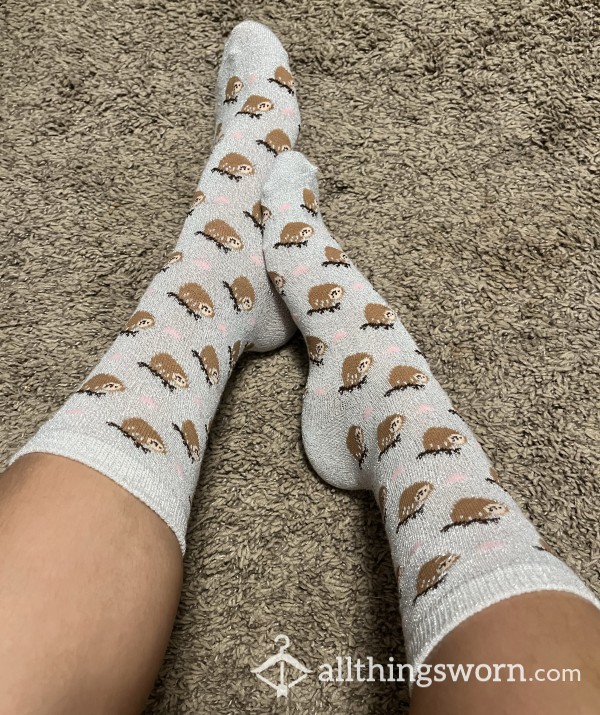 Grey Sloth Crew Socks