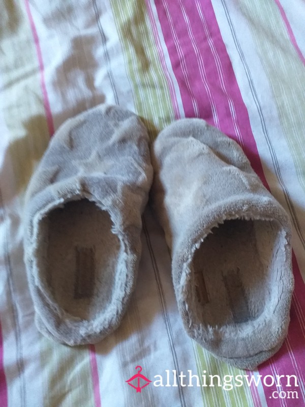 Grey White Stars Stinky Slippers .inc Proof Of Wear Pics . UK Postage . £20