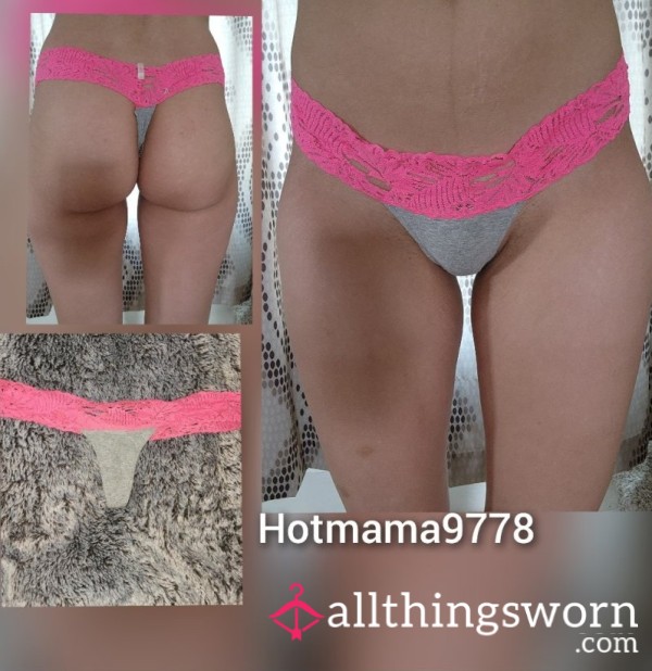 Grey With Hot Pink Vs Thongs