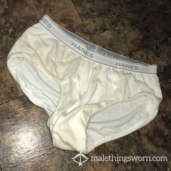 Hanes White Briefs, Worn