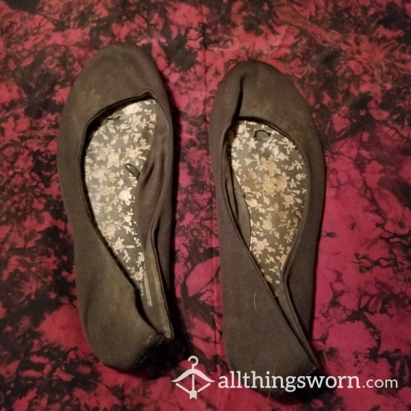 Hard Worn Black Flats