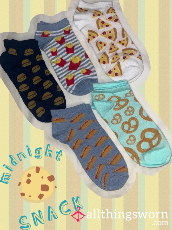 🌭🥨Have A Midnight Snack Ankle Socks 🍔🍕🍟