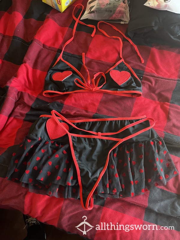 Heart Lingerie With Skirt