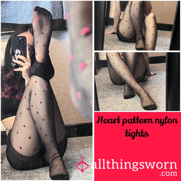 Heart Patterned Nylon Tights ❤️