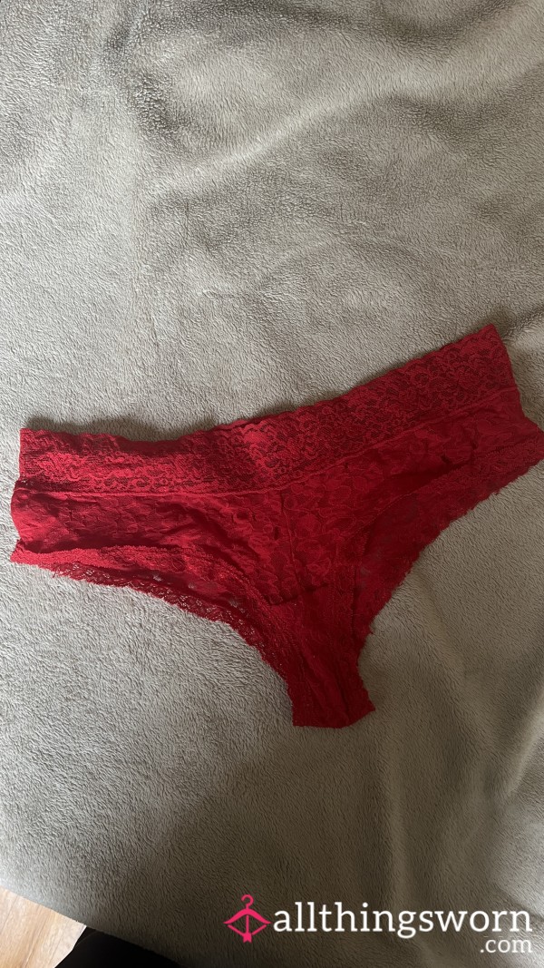 Well- Worn Red Cheeky Lace Panties