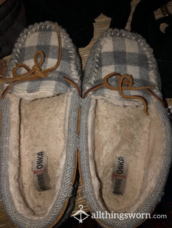 Heavily Worn Fuzzy Moccasins