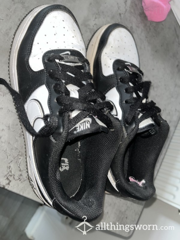 Heavily Worn Nike Airforce 1 Black N White.