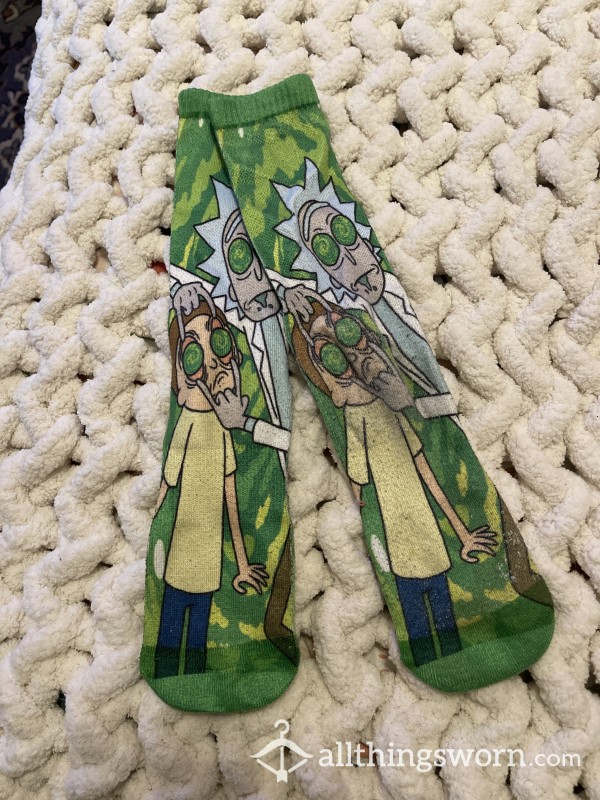 Heavily Worn Rick And Morty Socks