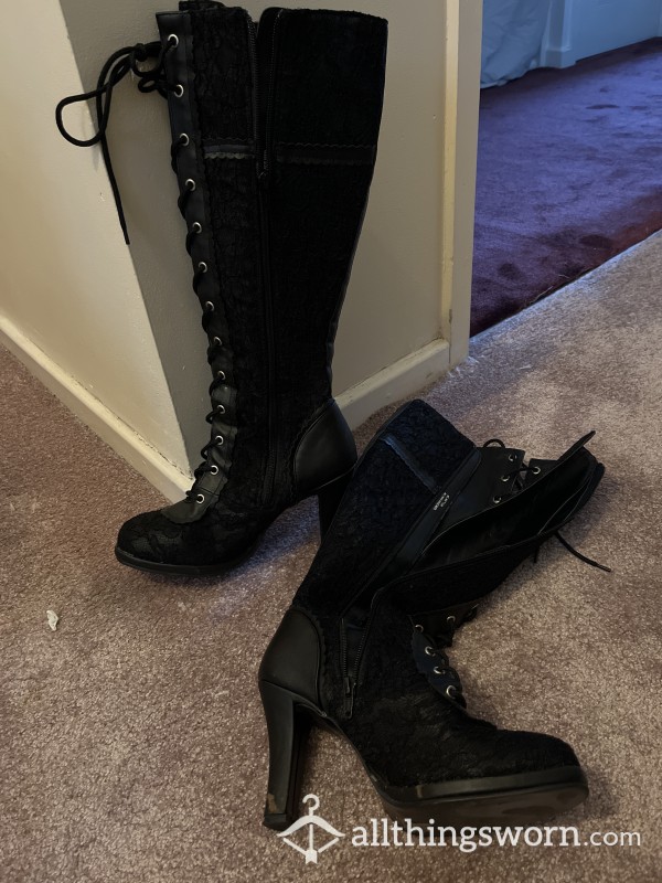 High Heel Dominaxtrix Lace Tie Up Boot