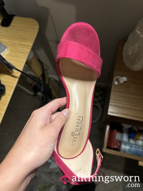 Hot Pink Barbie Block Heels