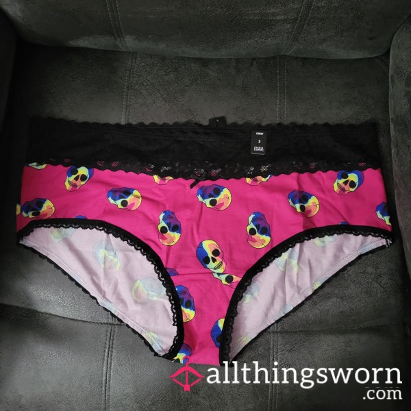 Hot Pink Rainbow Skull Fullback Panties