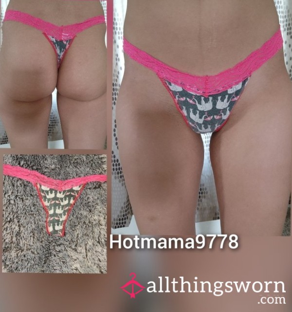 Hot Pink With Black Print Thong