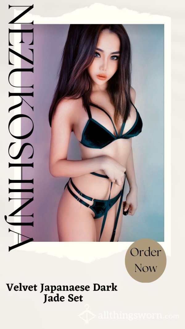 Japanese Velvet Dark Jade Lingerie ( Free Shipping )