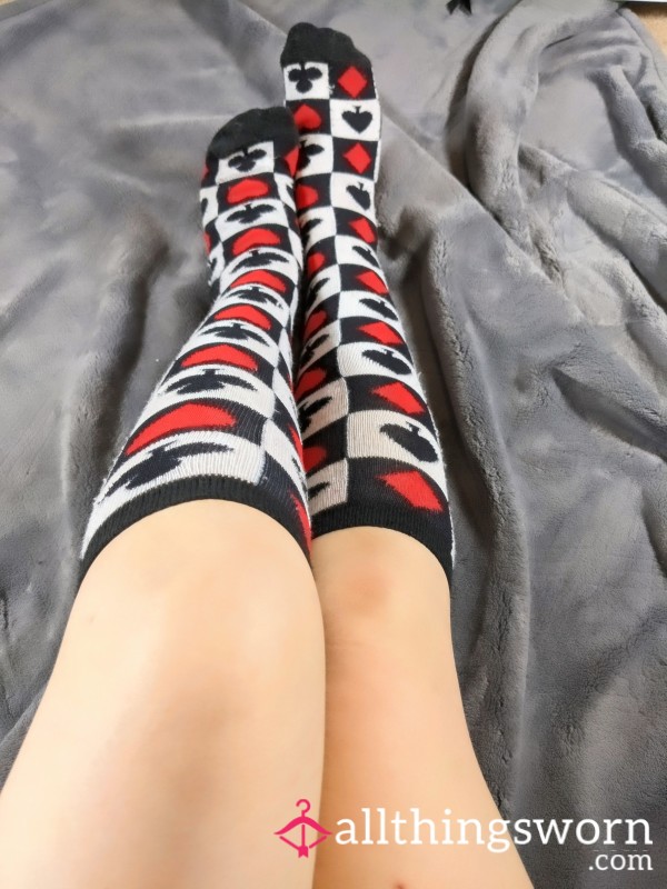 Knee High Card Suit Socks