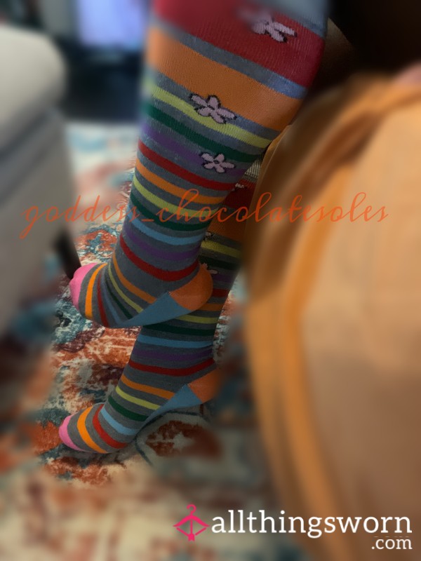 Knee High Flower Cotton Socks