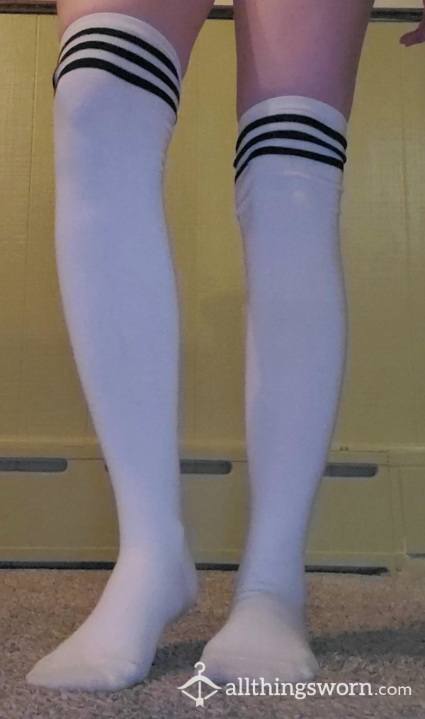 Knee High White Worn Socks