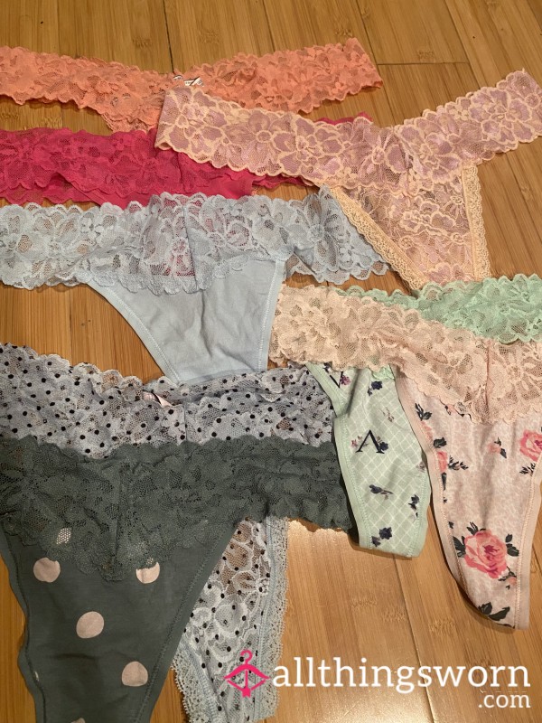 Lace And Cotton Thongs