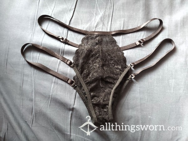 ***SOLD*** Lace Black Two Strap Thong *adjustable!*