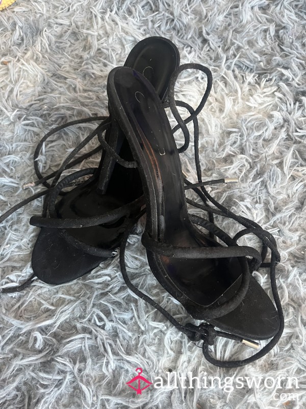 Lace Up Black Heels Size UK7