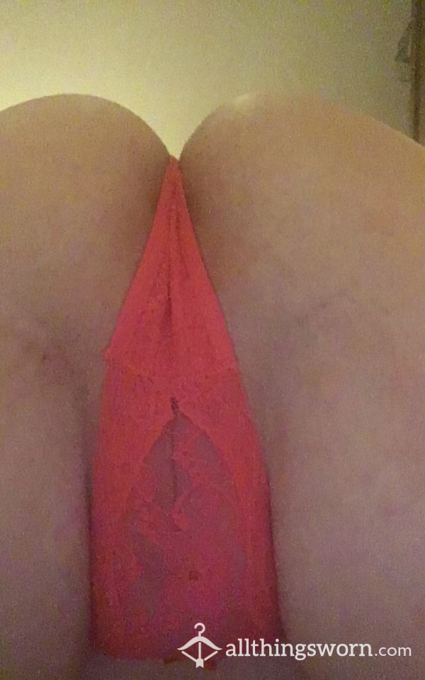 Lacy Bright Pink Thong Showing A Hint Of My Pu**y Size 12