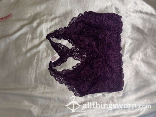 Lacy Purple Bra Worn To Bed