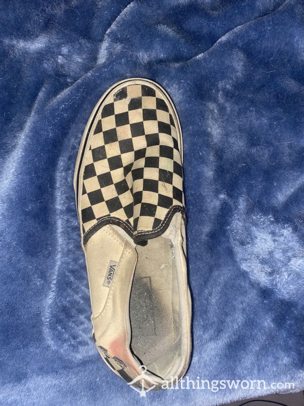 Left Checkered Vans - Size 8