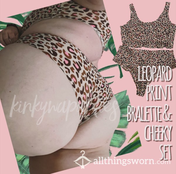 Leopard Print Bralette & Cheeky - Includes 48-hour Wear, Photo Set & U.S. Shipping