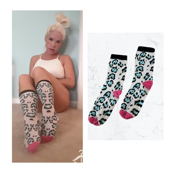 Leopard Print Crew Socks