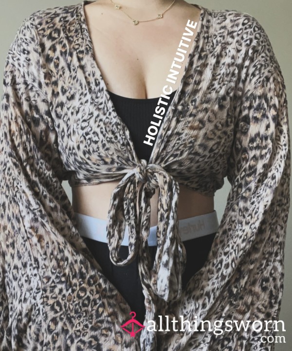 Leopard Print Long Sleeve Crop Top