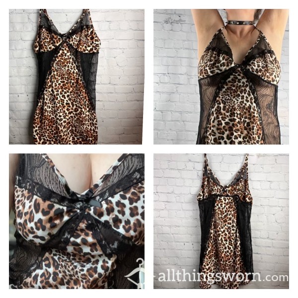 Leopard Print/Black Lingerie