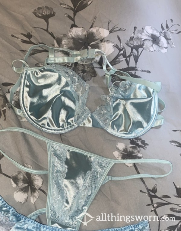 Light Blue Shiny Satin Set