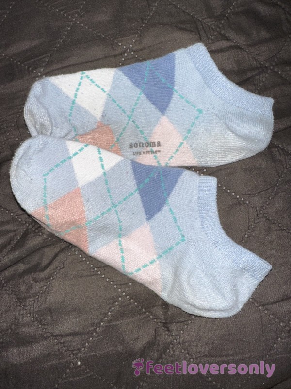 Light Blue Smelly Argyle Ankle Socks