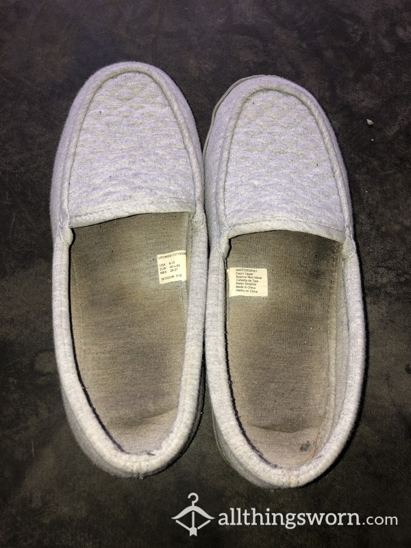 Light Gray Well Worn Slippers