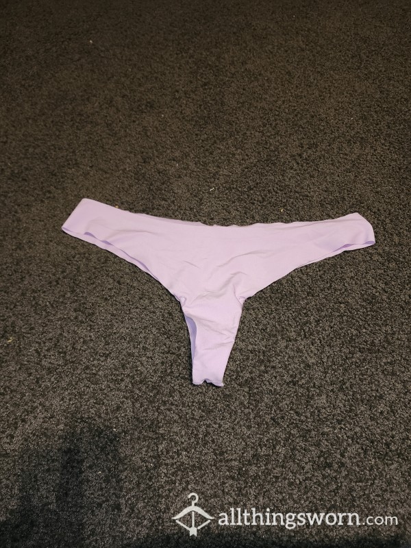 Light Purple Cotton Seamless Thong Size Large